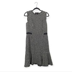 NWT Akris Punto Black & Cream Lurex Tweed Sleeveless Dress Size 8